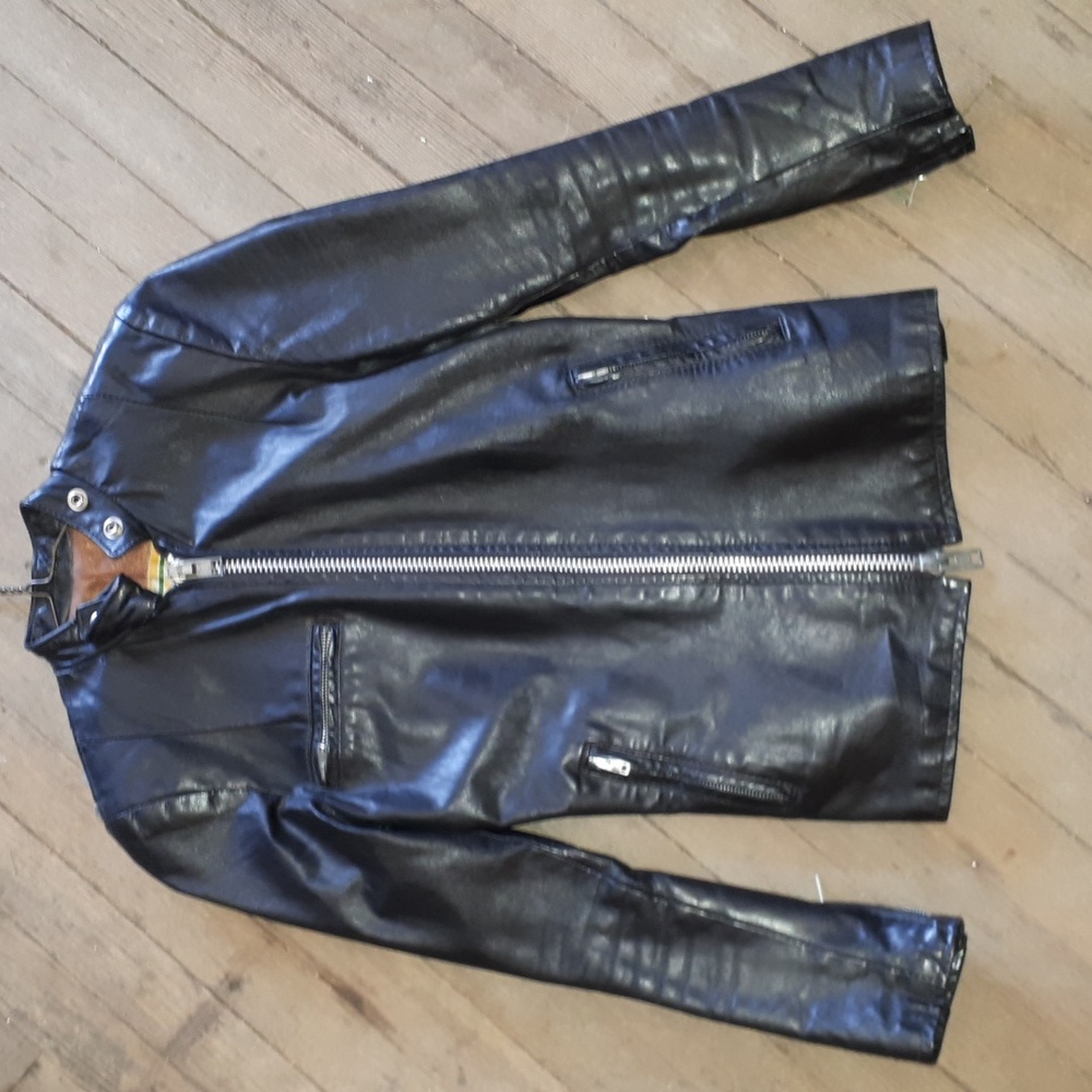 Vintage Brimaco Cafe Racer style moto jacket xs black leather